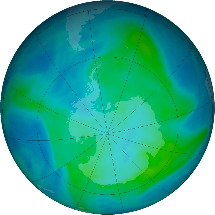 Antarctic ozone map for 08 February 2008